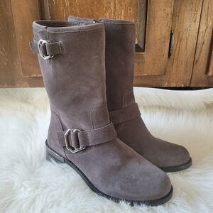 Vince Camuto Grey Suede Combat Boots